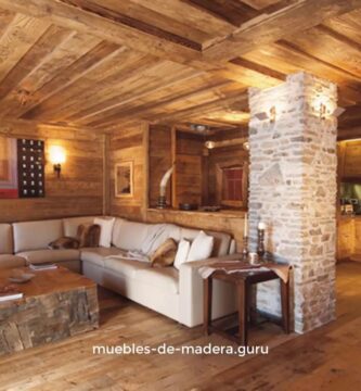 Ideas para salón moderno con vigas de madera